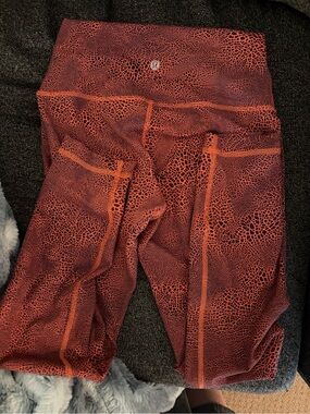 lululemon athletica Red Orange Patterned Leggings